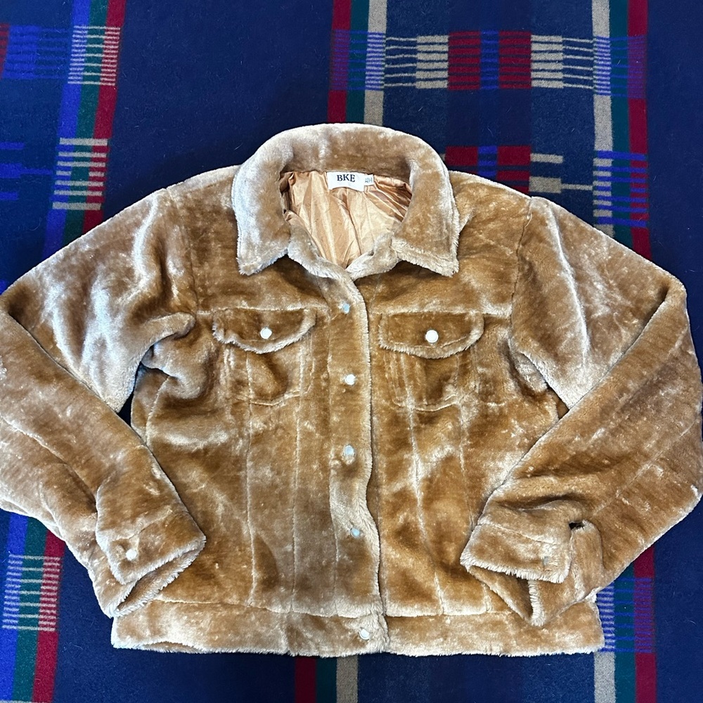 BKE Light Brown Faux Fur Jacket